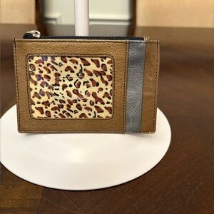 Leopard Print Card Holder in Tan and Gray